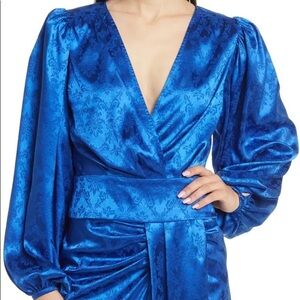 Ronny Kobo / NWT Eugenia Jacquard wrap crop Top In Royal blue cobalt Medium M